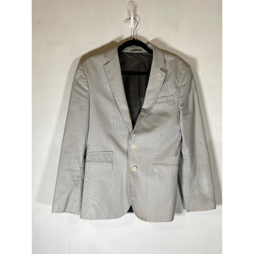 Express 36P Gray Pinstripe Two Button Sport Coat Blazer Career Preppy